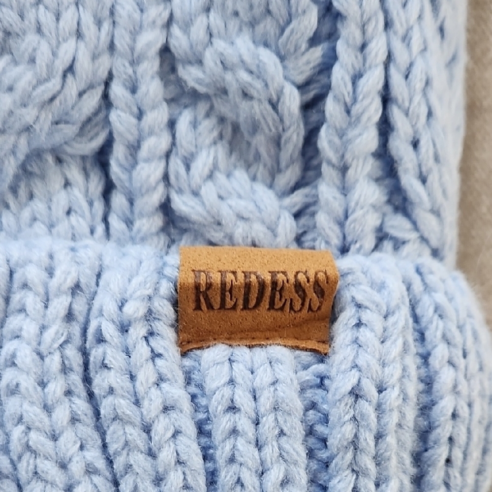 Cozy Blue Knit Pom-Pom Hat - Picture 2 of 5